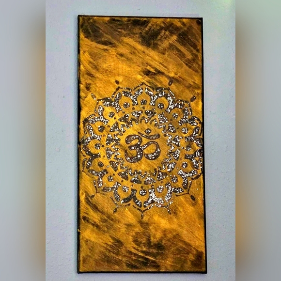 Home Decor Handmade Spiritual Canvas Large Paintings Bundle 3Piece Set OM Symbol - Picture 2 of 12